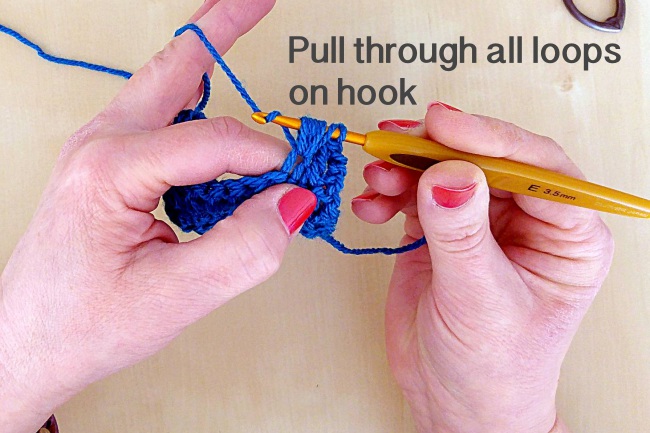 Crochet puff stitch tutorial pull through all loops