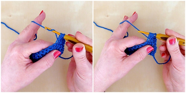 Crochet puff stitch tutorial second and third loop