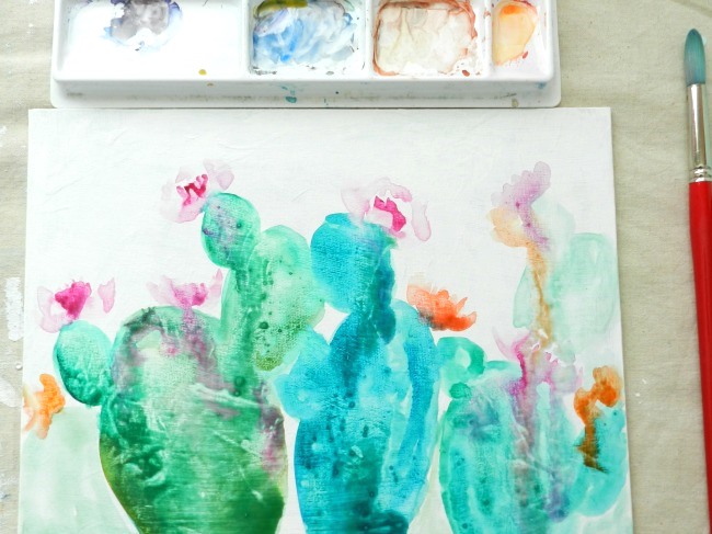 Abstract Watercolor Cactus
