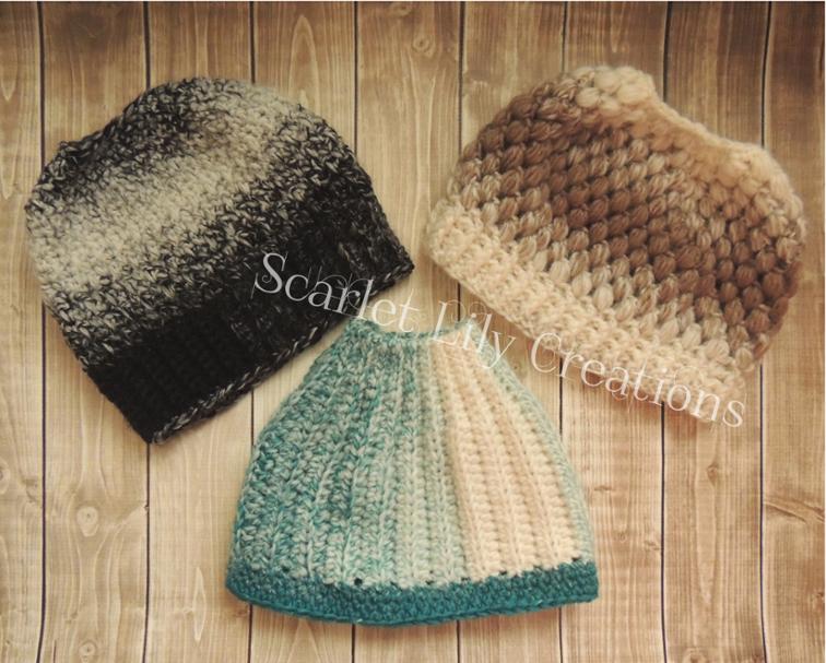 Messy Bun Ponytail Hat Crochet Patterns