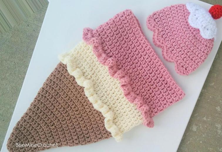 Newborn Crochet Ice Cream Cocoon Pattern