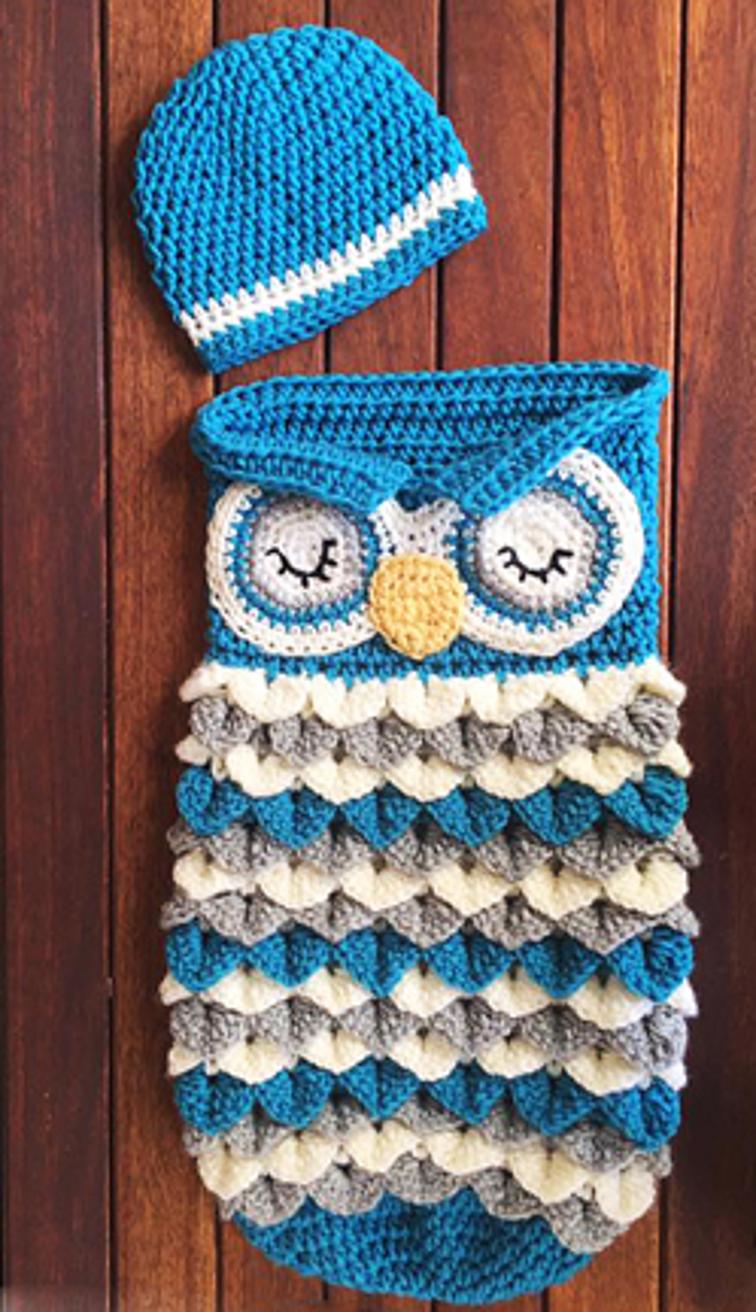 Owl Crochet Baby Cocoon Set