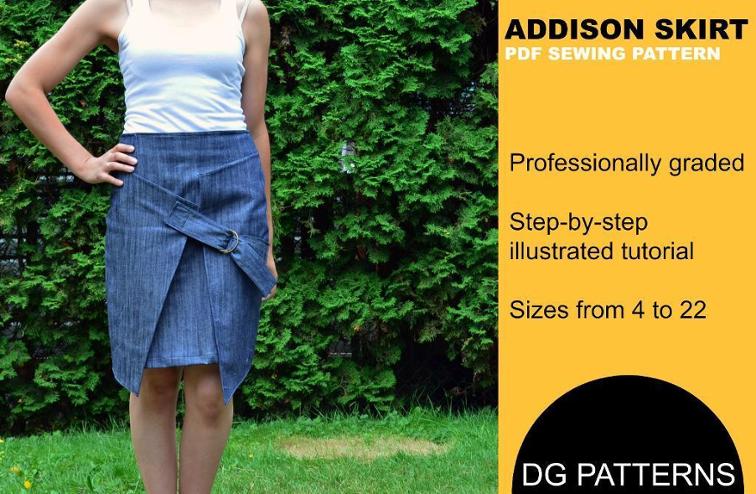 denim wrap skirt pattern