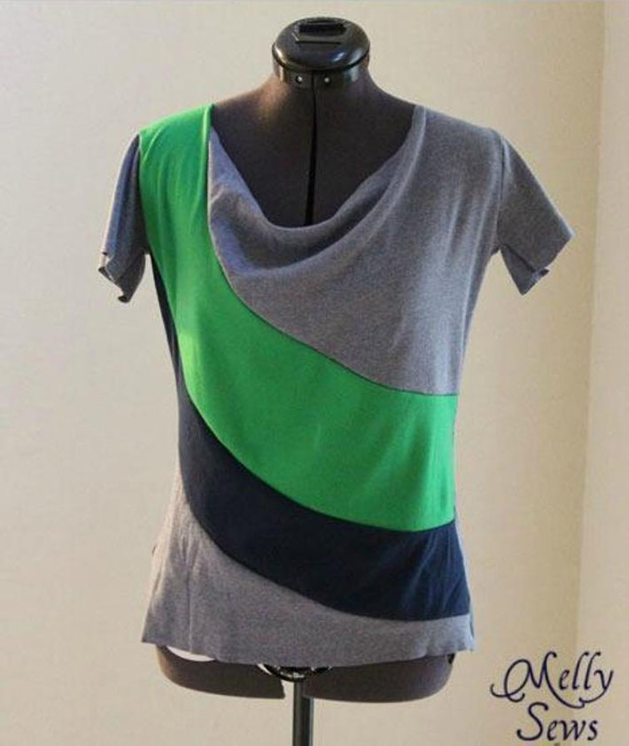 draped color block t-shirt