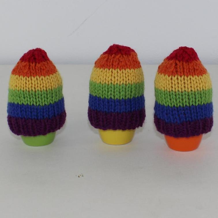 Free Rainbow Egg Cosy Knitting Pattern