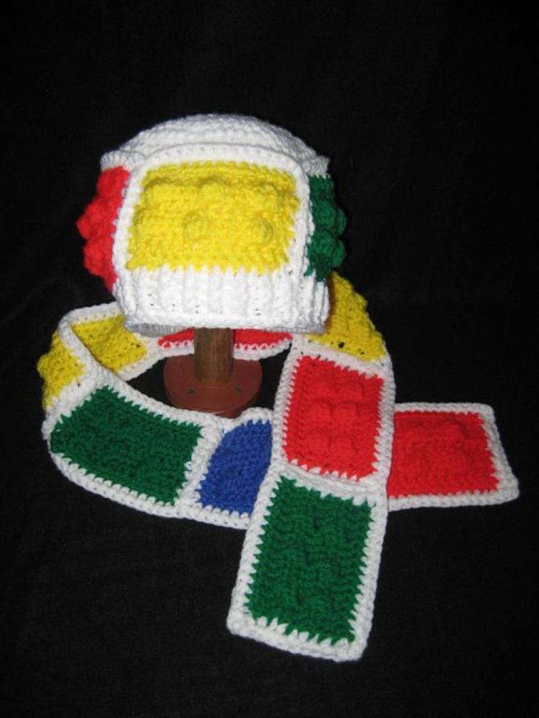 Crochet Lego Hat and Scarf