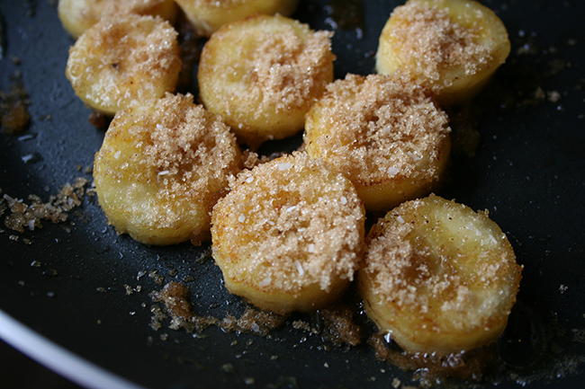 Brown Sugar on Sliced Fried Bananas