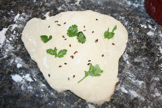 Kulcha Dough With Seeds and Cilantro