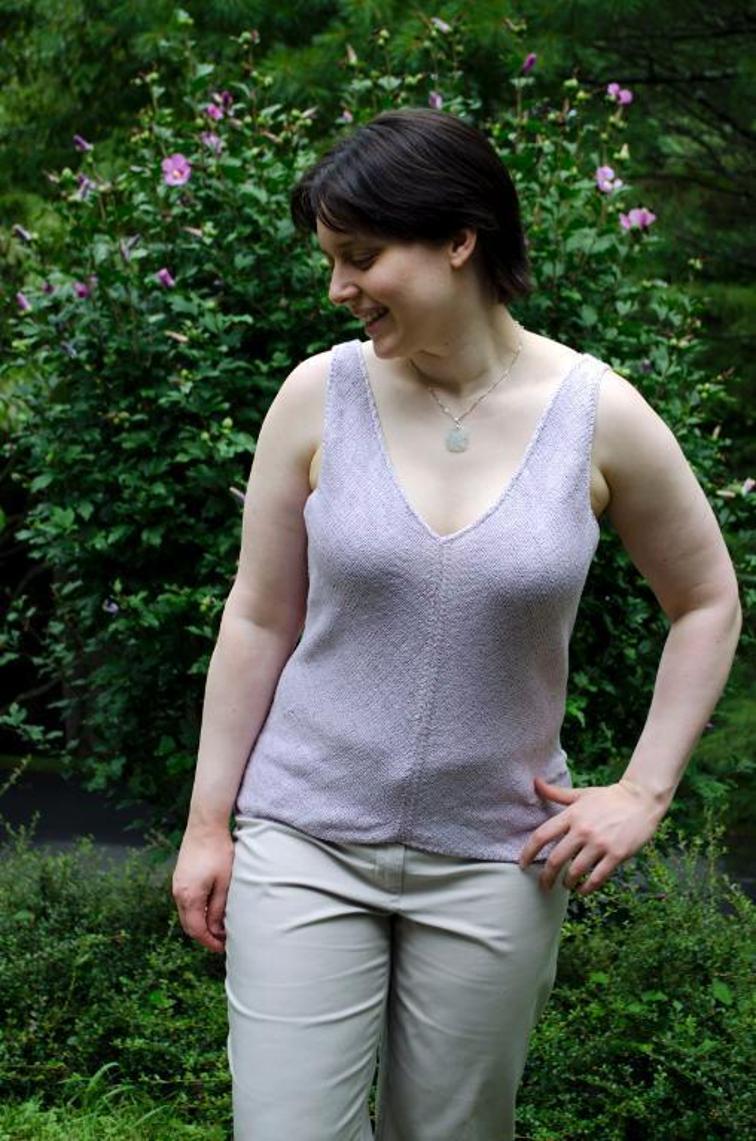 Showing my Bias Tank Knitting Pattern