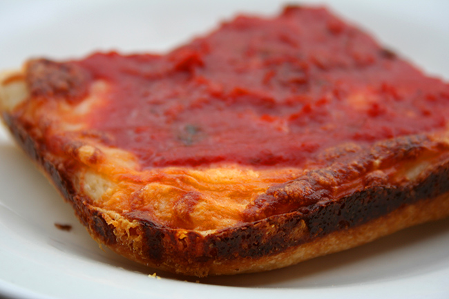 Slice of Detroit pizza