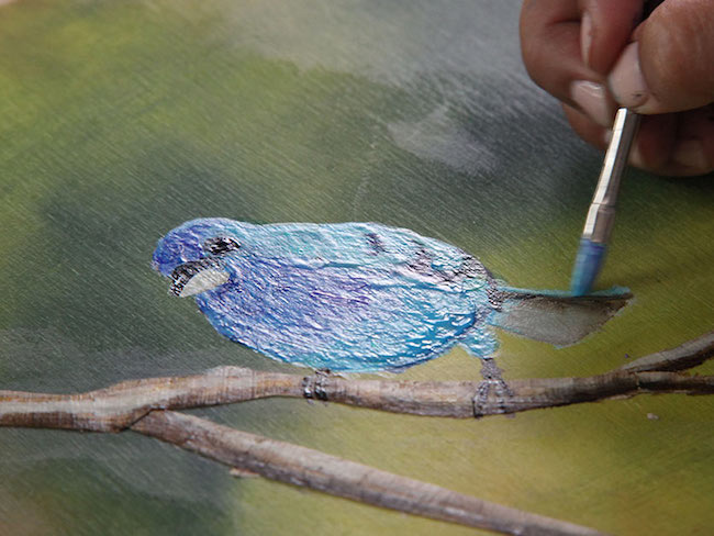 Bird Painting on Canvas With a Medium