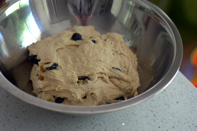 Unrisen dough for No Knead Hot Cross Buns