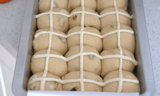 Hot Cross Buns, ready to bake