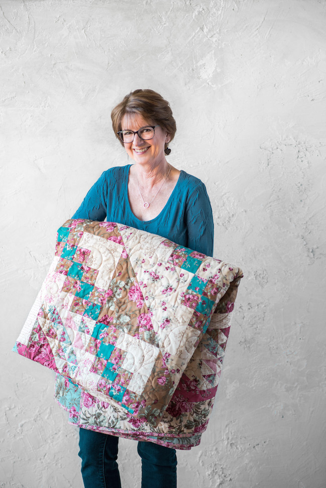 Kate Colleran and her flower basket quilt