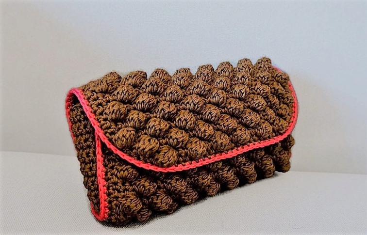 Brown Bobble Pochette Crochet Pattern