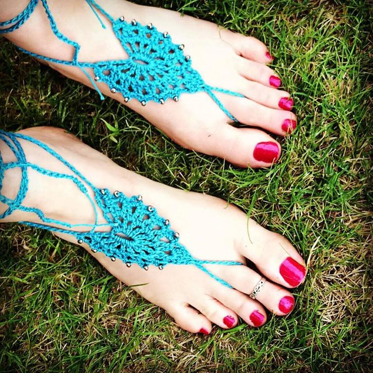 beaded boho barefoot sandals crochet pattern