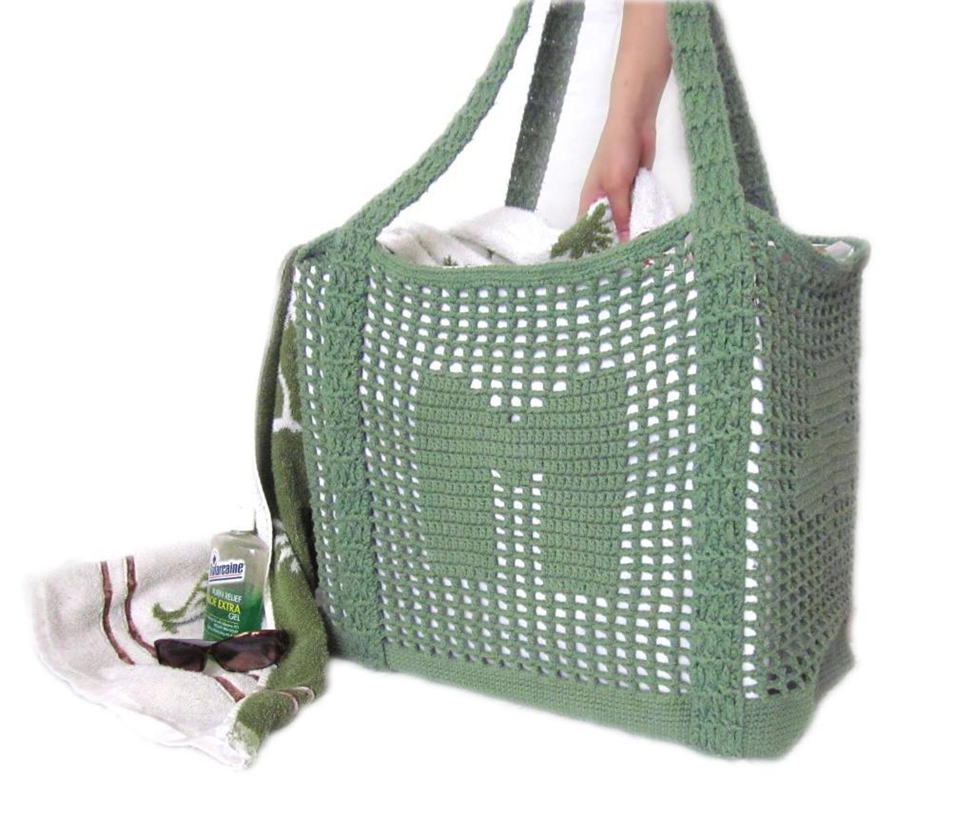 filet crochet beach tote pattern