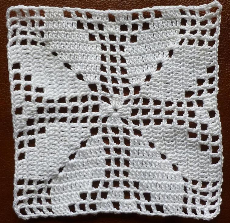 Filet Crochet Afghan Block
