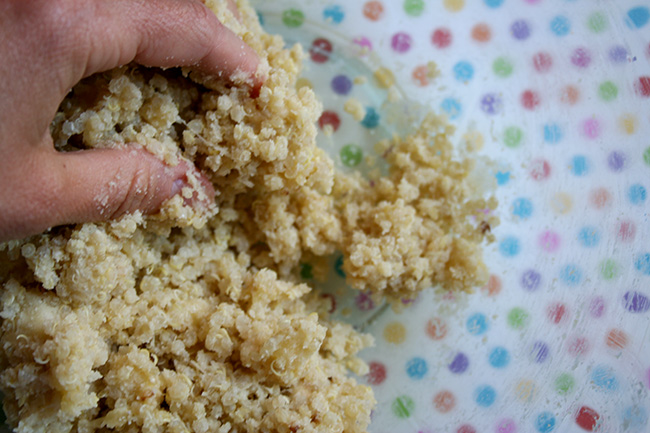 Mix by hand or with a spoon
