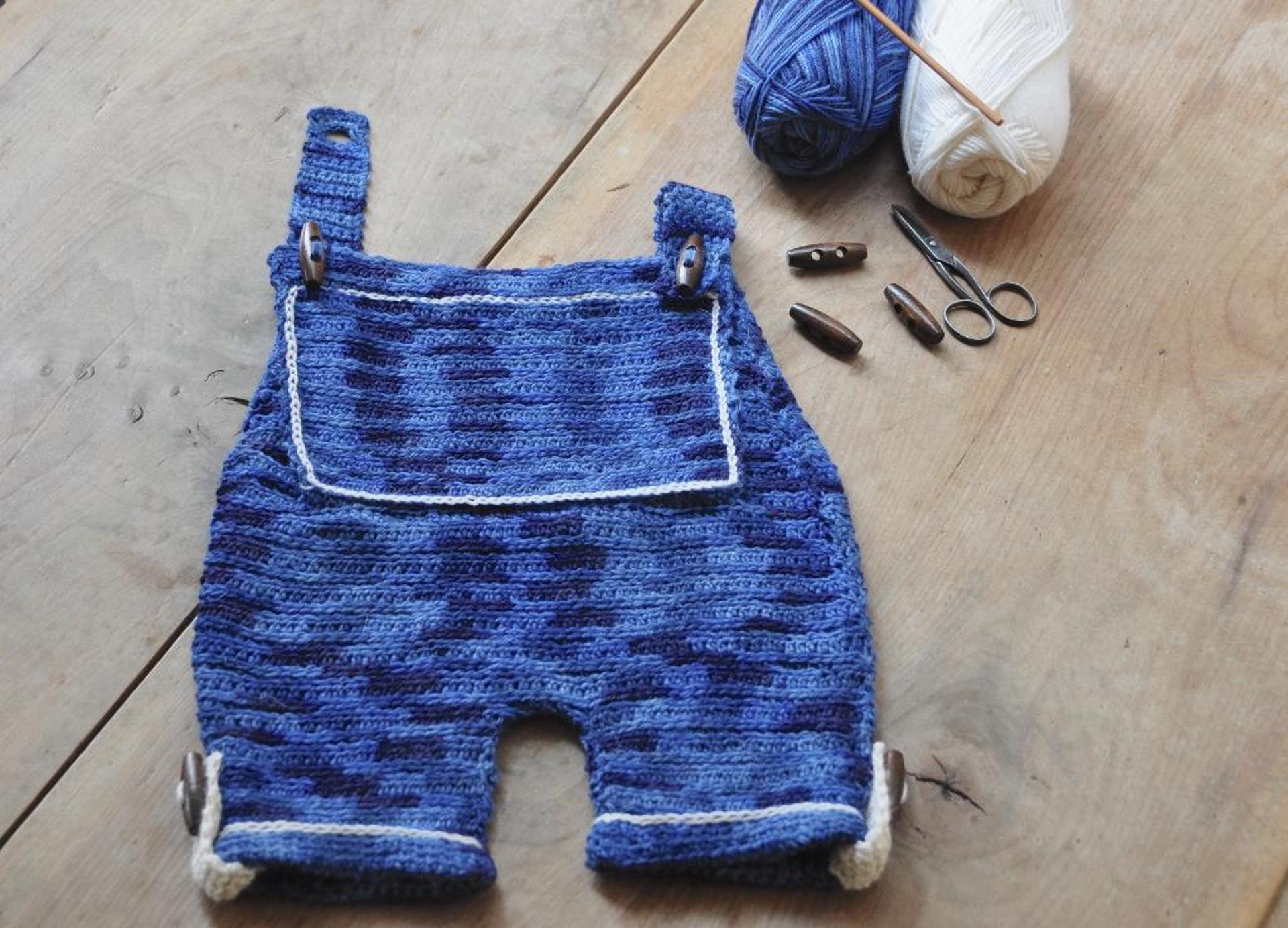 patchwork denim dungarees crochet pattern