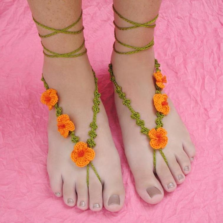 poppy barefoot sandals crochet pattern