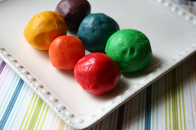 Rainbow portions of dough