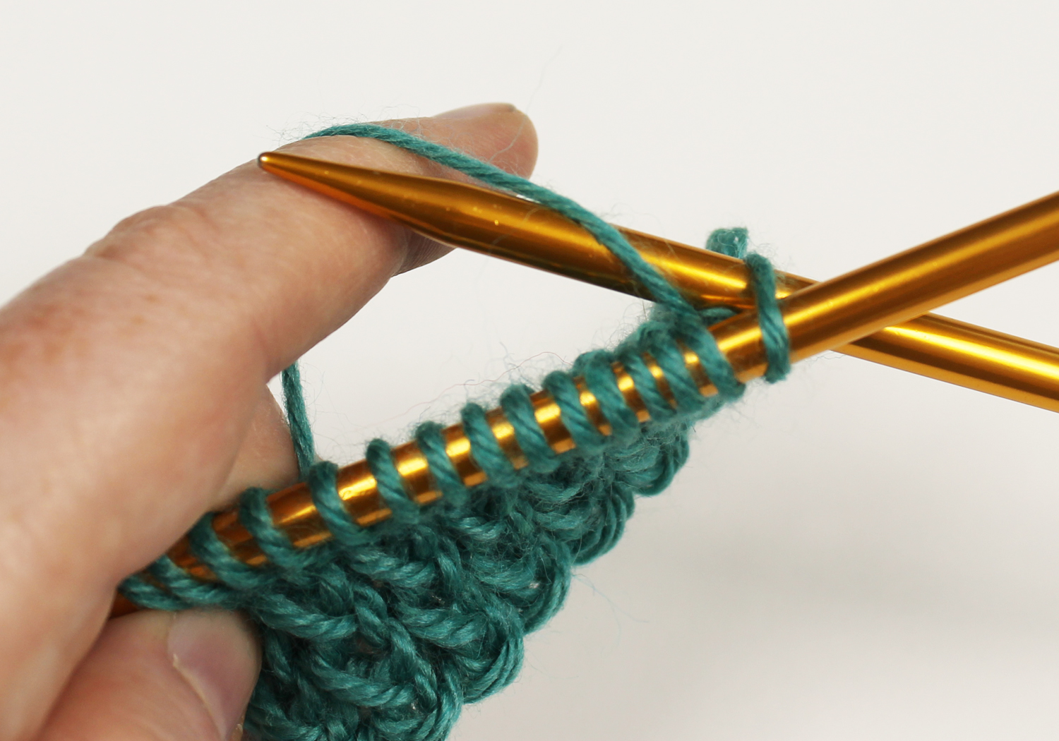 Wrapping yarn through the back loop