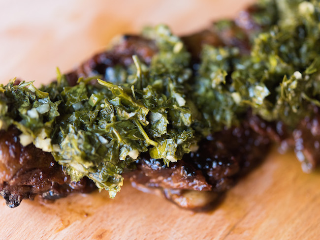 Chimichurri Sauce on Steak