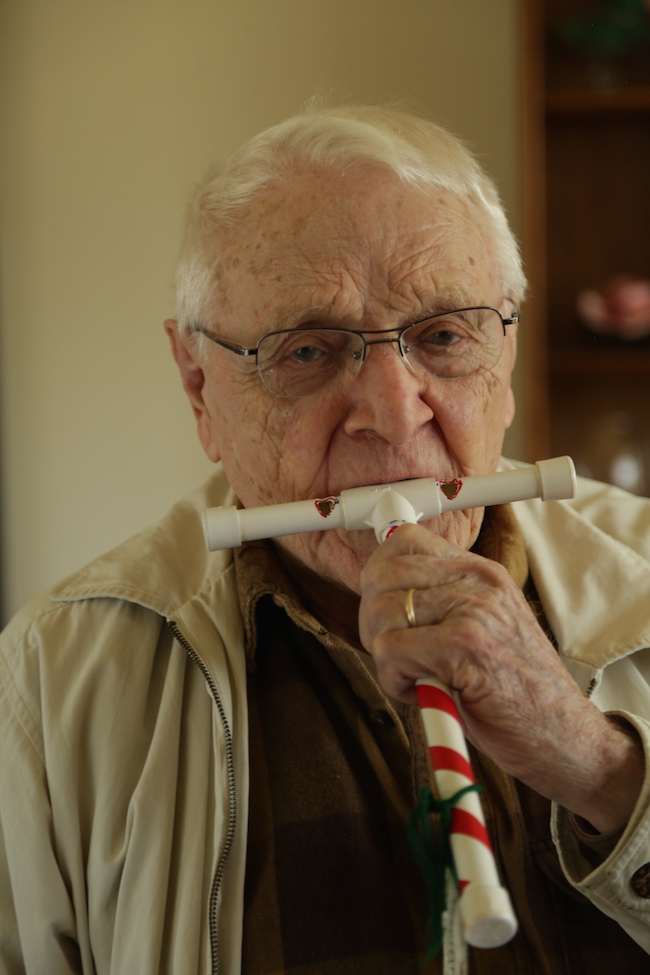Paul Schuller and his candy cane whistle
