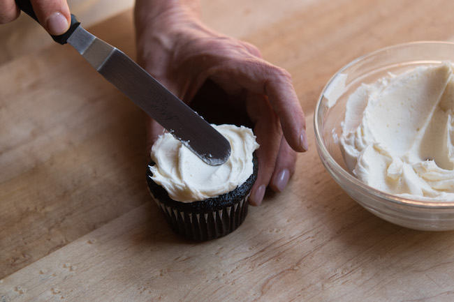 Buttercream on a Chocolate Cupcake