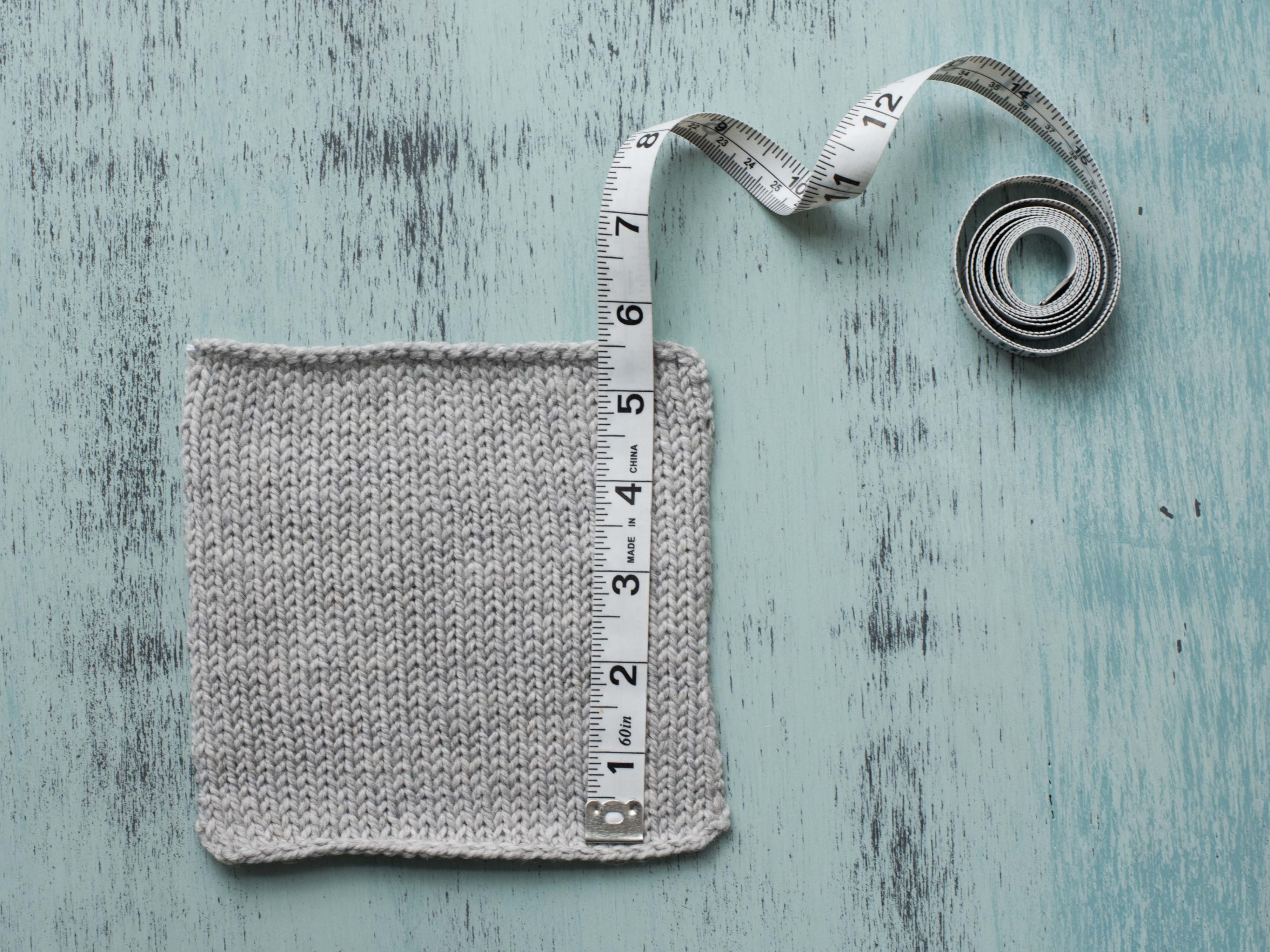 Vertically Measuring Gray Knit Gauge Swatch