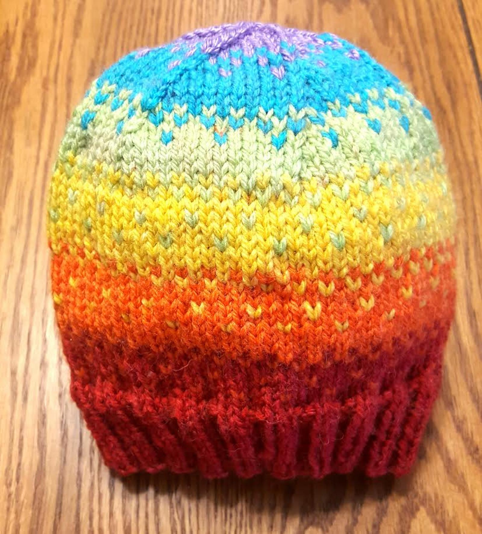 Rainbow Fade Hat Knitting Pattern