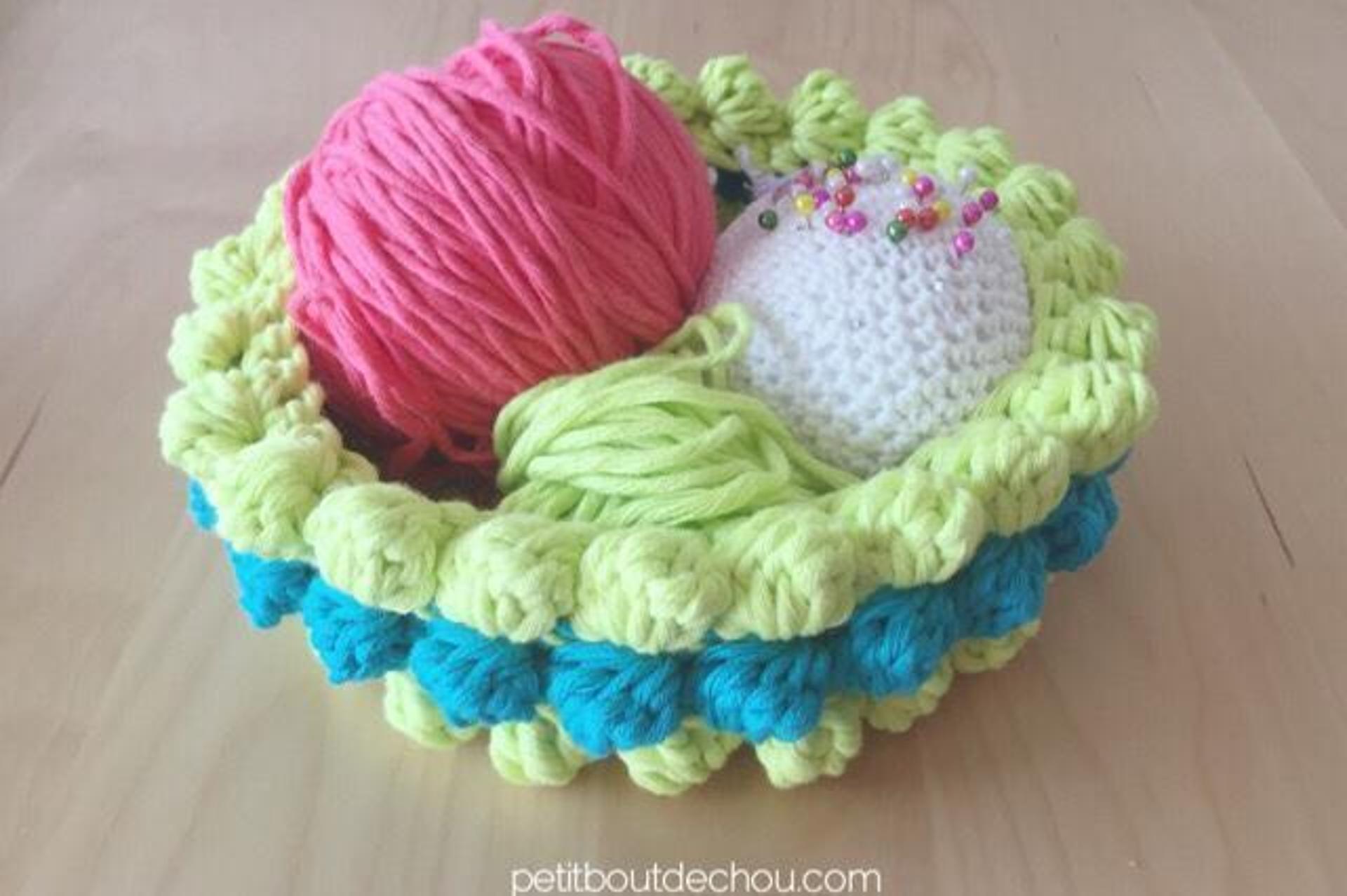 bobble stitch crochet basket
