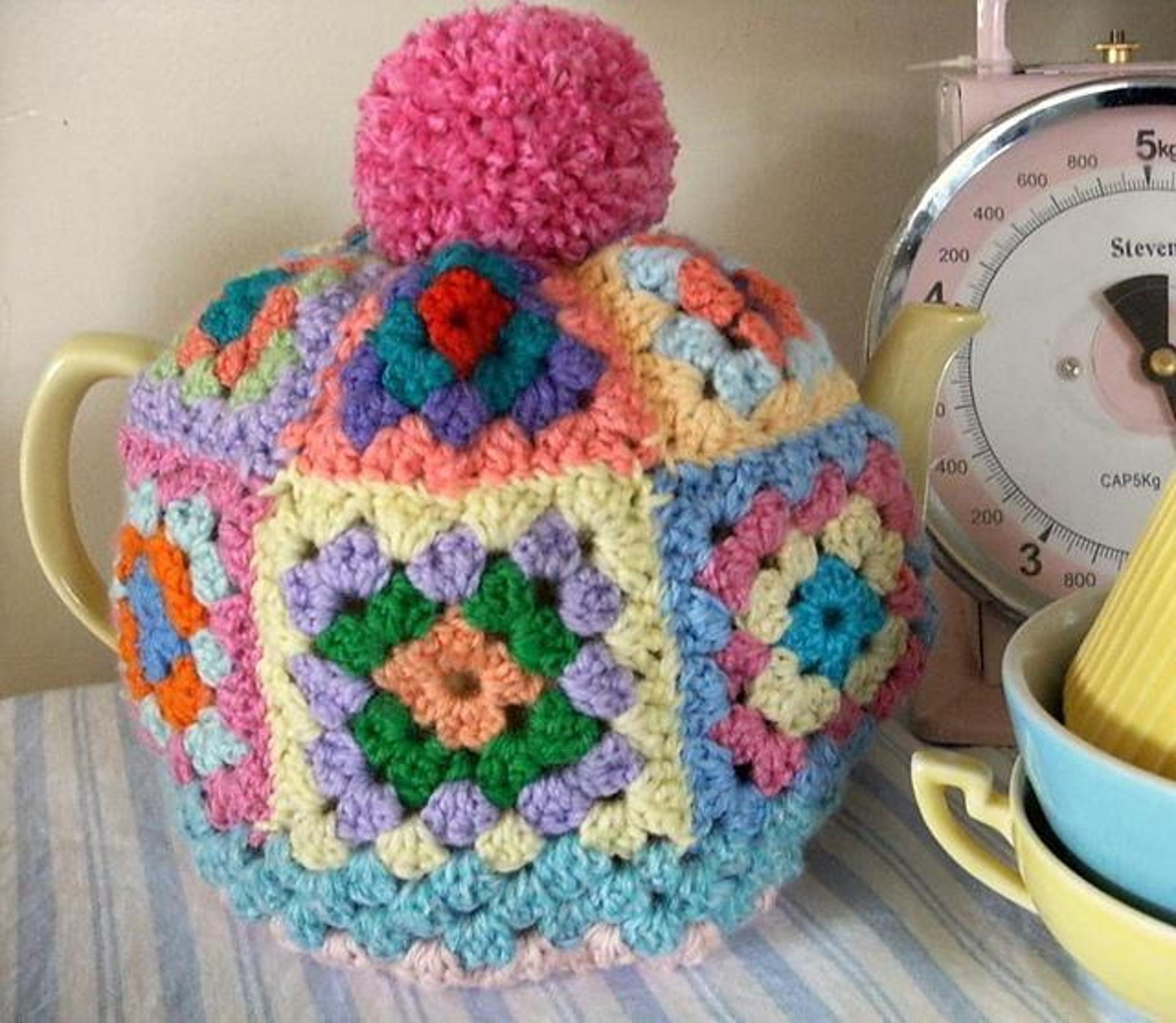 granny square teapot cozy