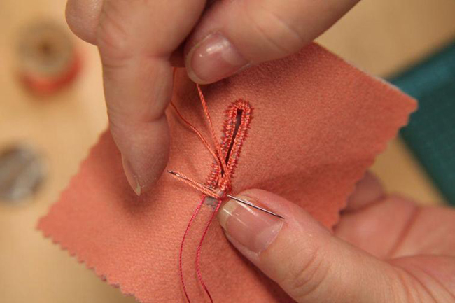 sewing a buttonhole by hand