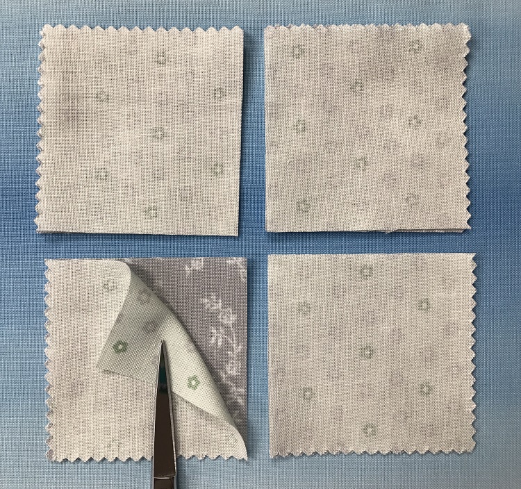 charm squares cut into fourths
