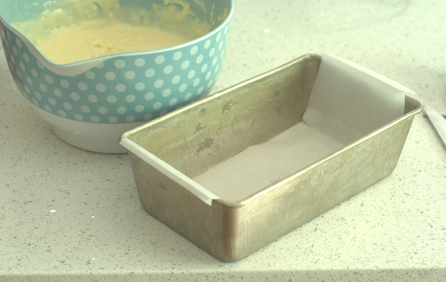 Loaf Pan Lined with Parchment Paper