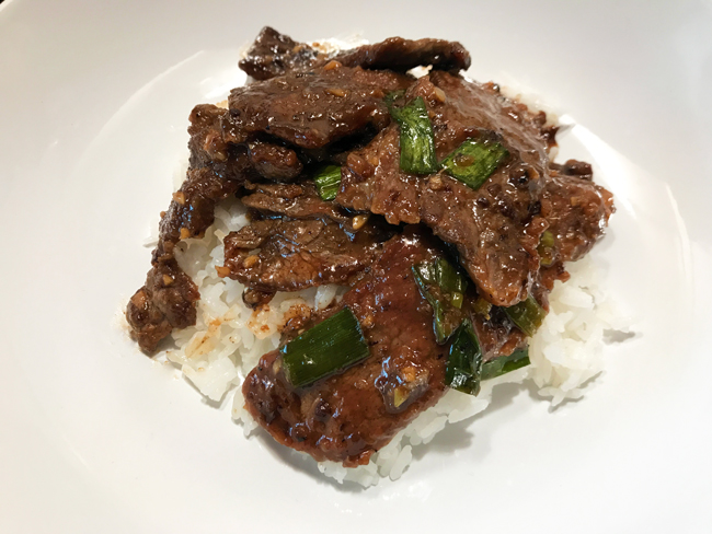 Mongolian beef with rice