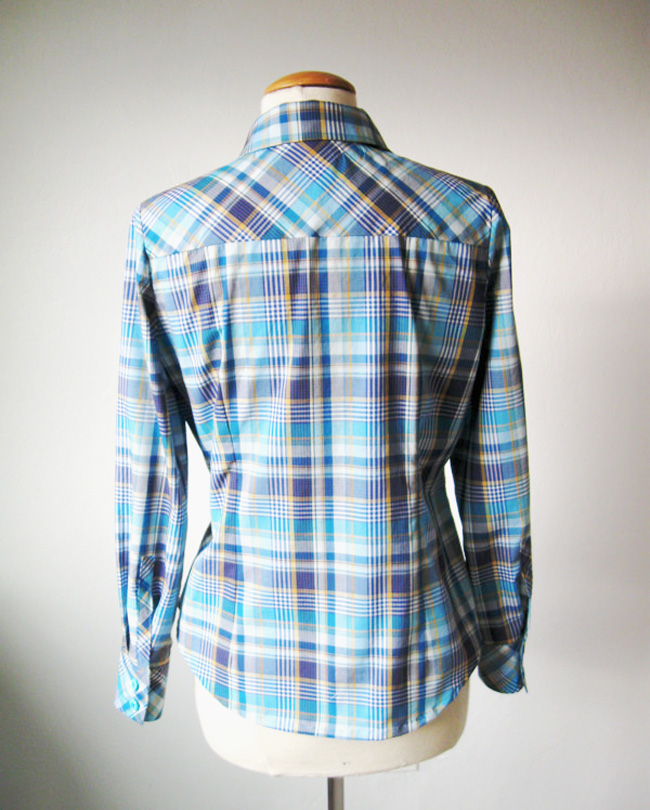 shirt with yoke cut on bias