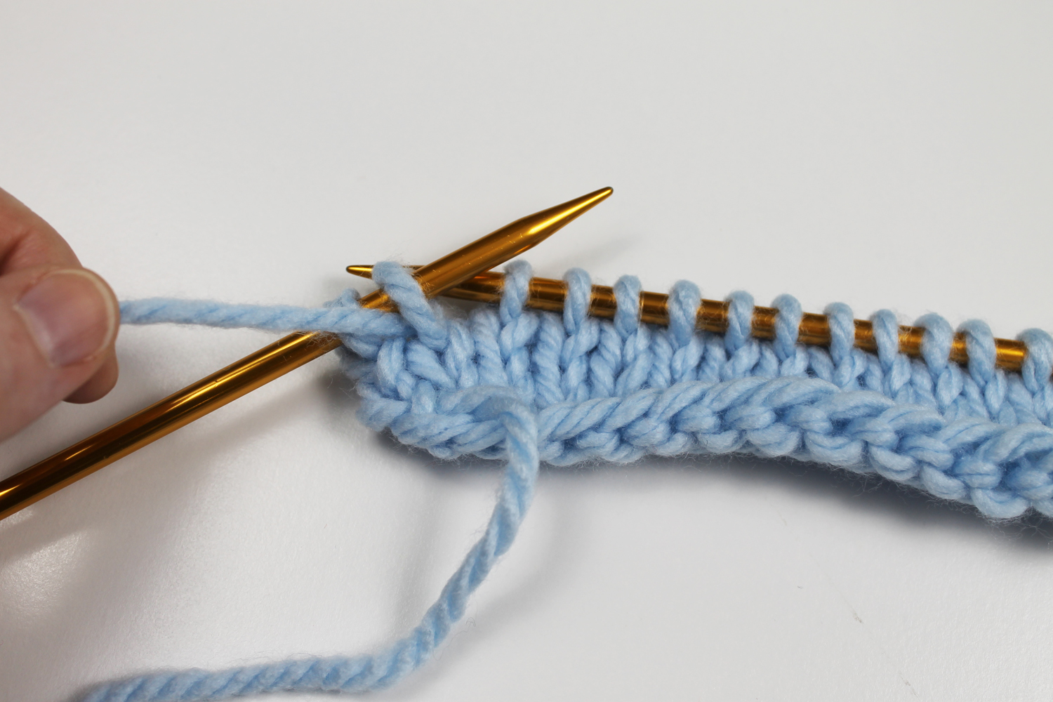 Wrap and turn on the knit side