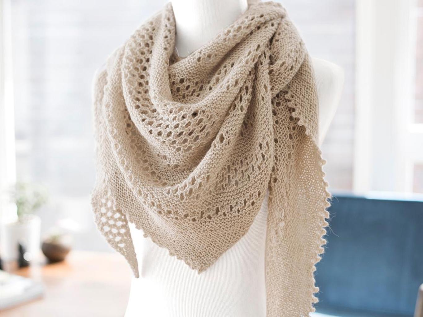 Hot Oatmeal Lace Shawl Knitting Kit