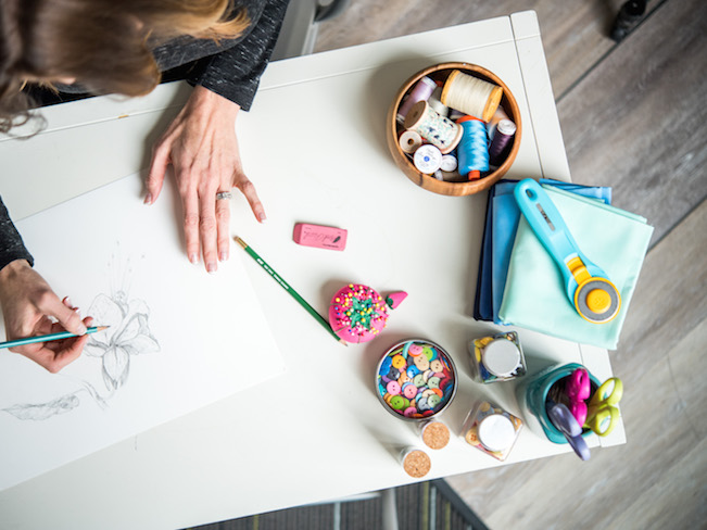 working at craft station