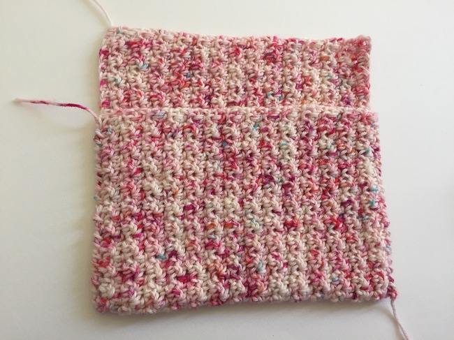 seed stitch crochet clutch WIP