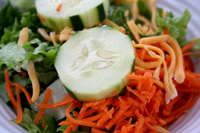 Cucumber sliced in salad 