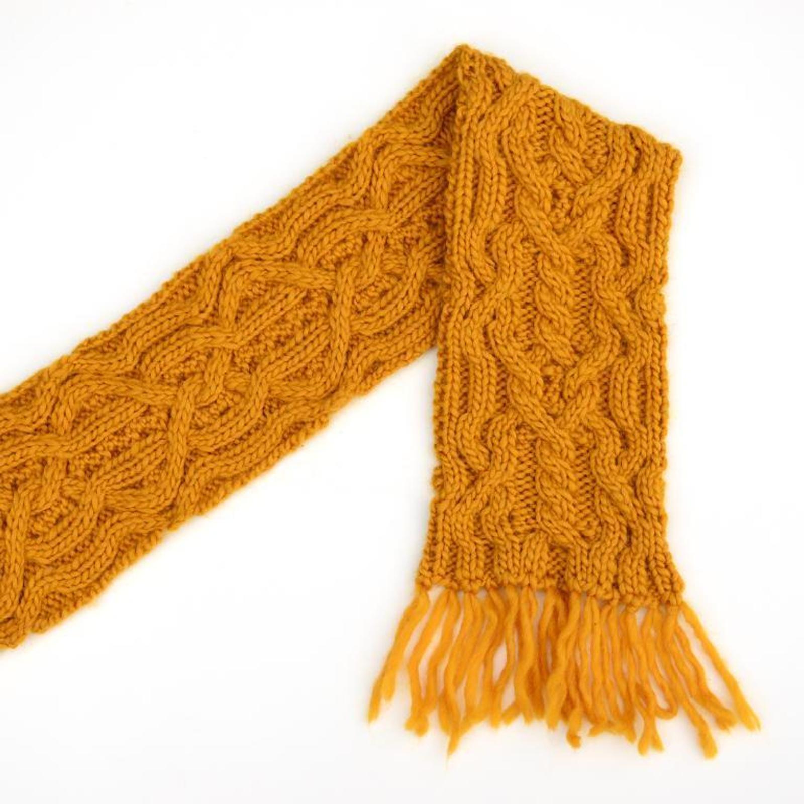 Double Mustard Reversible Cable Scarf