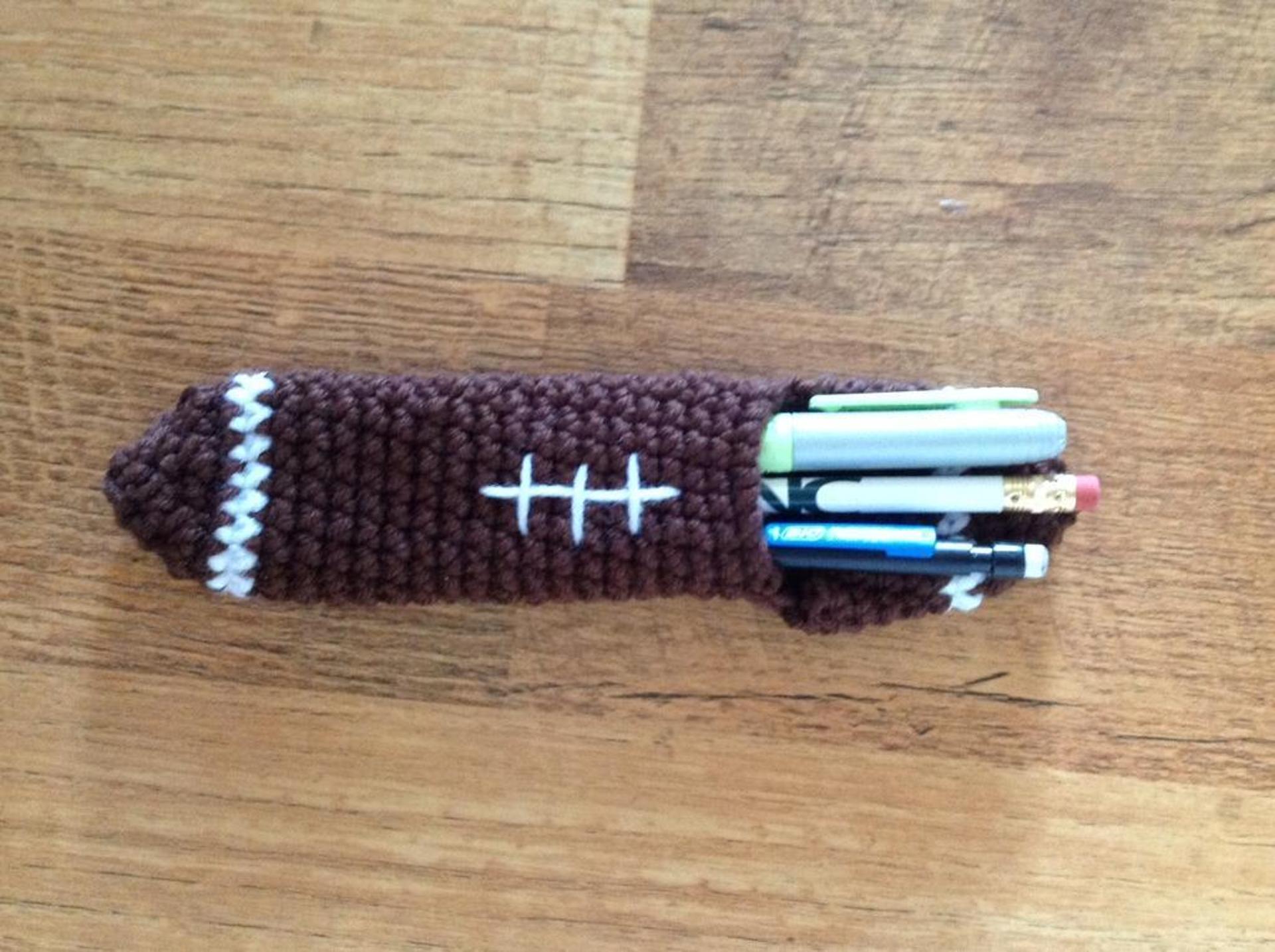 football pencil holder crochet pattern