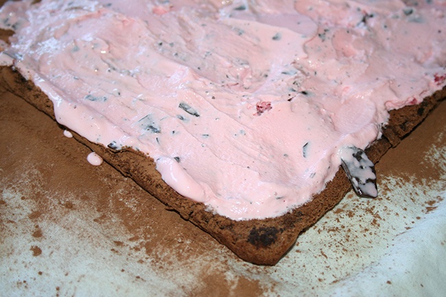 Ice cream on cake