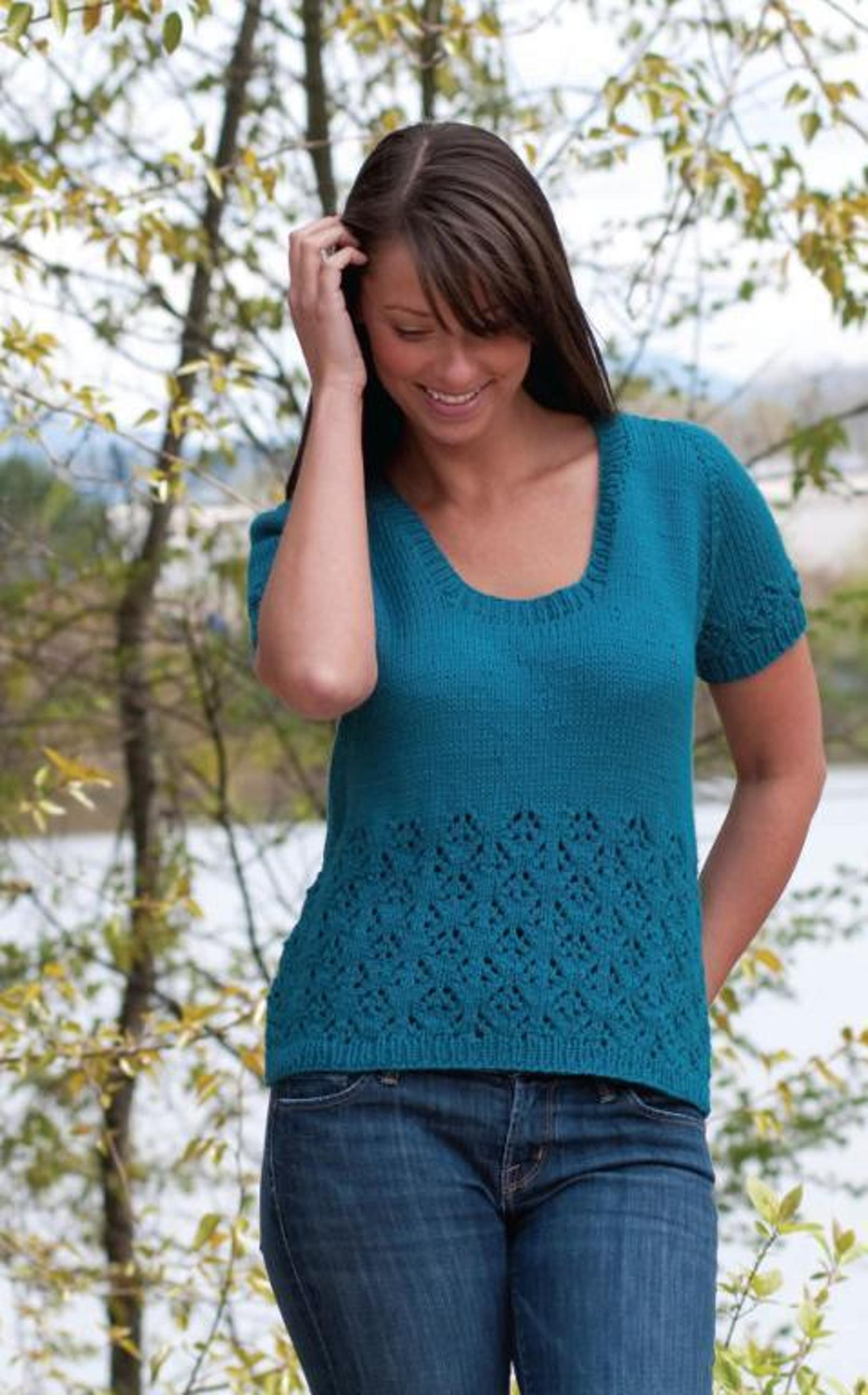 Lace Top Down T Shirt Knitting Pattern