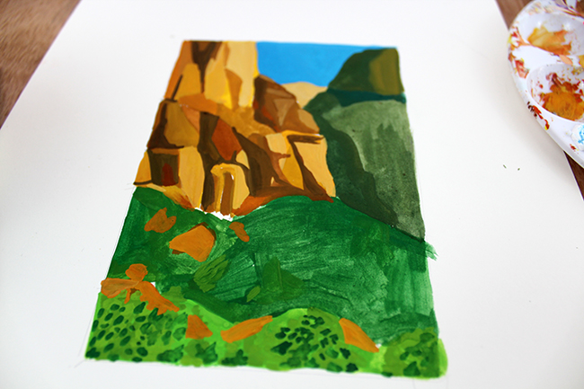 Painted gouache landscape