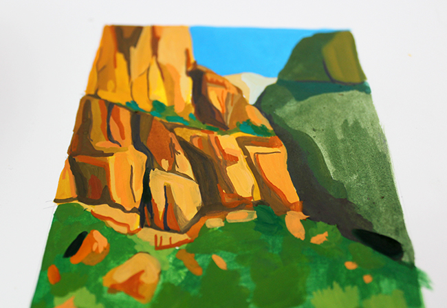Painted gouache landscape